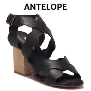 NEW Antelope Black Block Heel Sandal Size 39